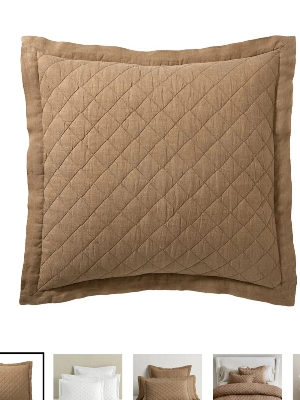 Pottery Barn Belgian Flax Linen Diamond Quilted Sham Euro 1 Sample